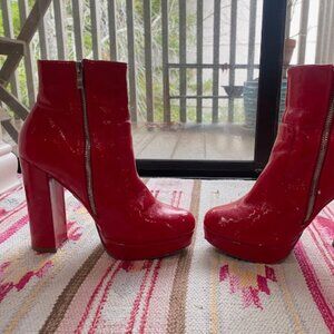 Liliana Platform Vegan Leather Red Boots
